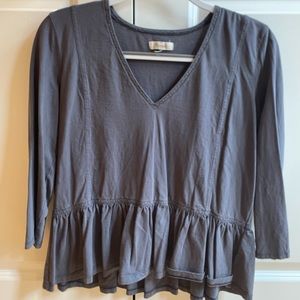 Madewell Grey Ruffle Blouse